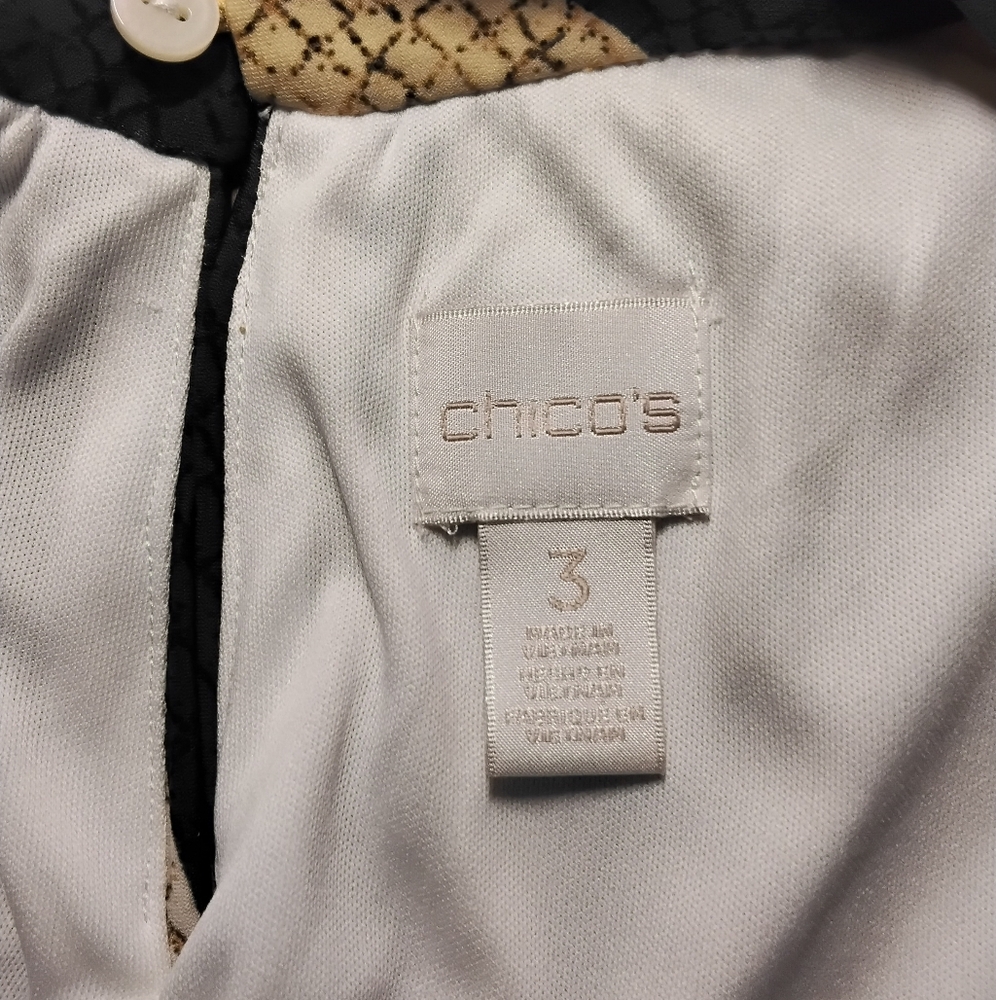 CLEARANCE -- Chico's Black and Tan Reptile Print Halter Dress - Picture 2 of 3
